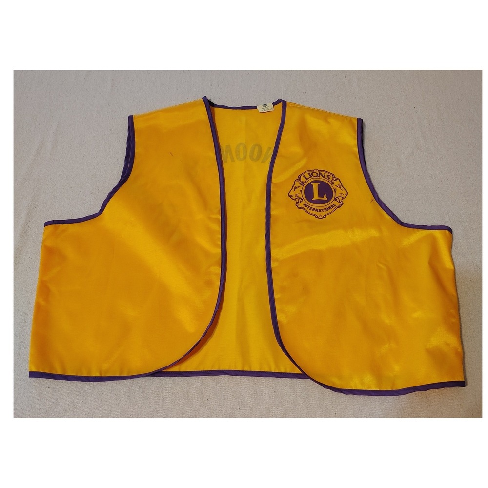 Vintage Lions Club International Vest Angleton Noon Yellow Purple Men XXL USA CC